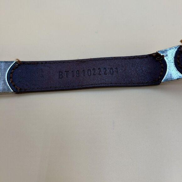 Vintage 90s FOSSIL Womens 27 Brown Leather Western Belt Silver Buckle Concho - Picture 3 of 6